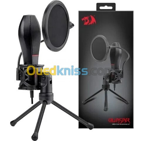 REDRAGON QUASAR 2 GM200-1 - MICROPHONE USB - HAUTE QUALITÉ - 50 HZ-16 KHZ - 1,5M - PORTABLE -NOIR