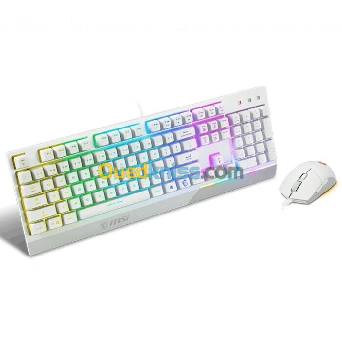 MSI VIGOR GK30 COMBO LIGHT RGB - PACK CLAVIER AZERTY - SOURIS CLUTCH GM11 - GAMING - FILAIRE - WHITE