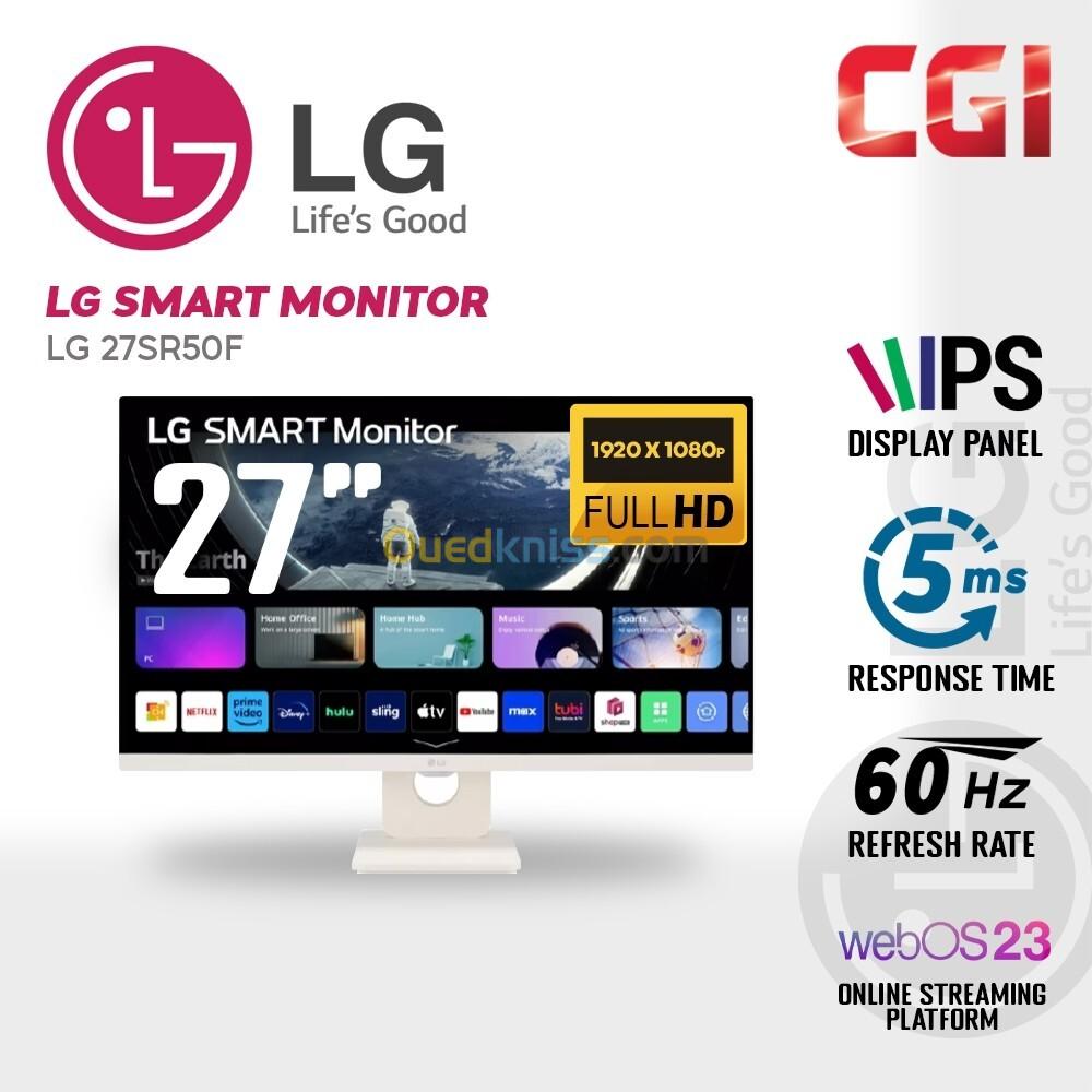 ECRAN LG 27SR50F SMART - 27" FHD - 60 HZ - DALLE IPS - 5MS -BLUETOOTH - webOS - eARC -HAUT-PARLEURS