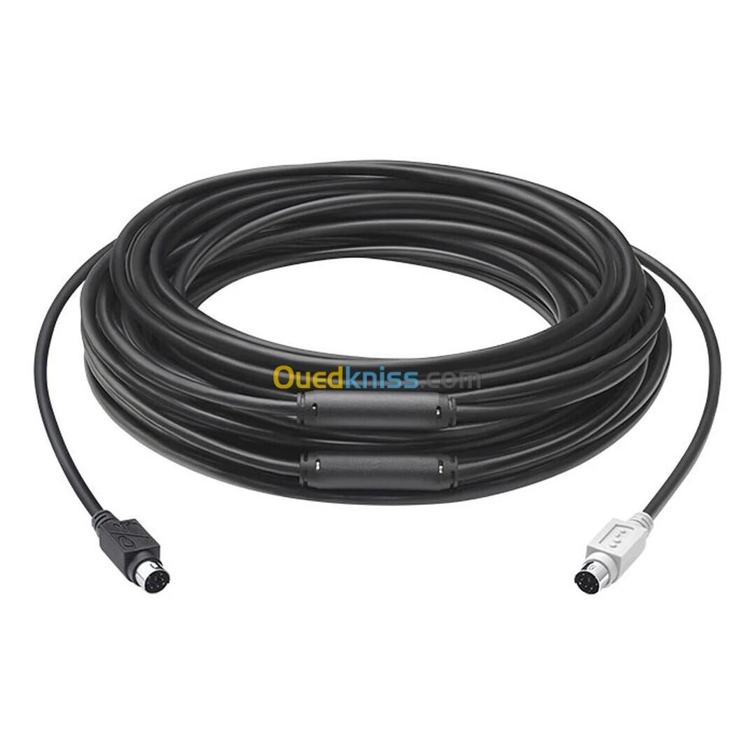 CABLE D'EXTENSION LOGITECH GROUP 15M - MINI-DIN 6 BROCHES - SYSTÈME GROUP - FFC CLASSE - ROHS -NOIR