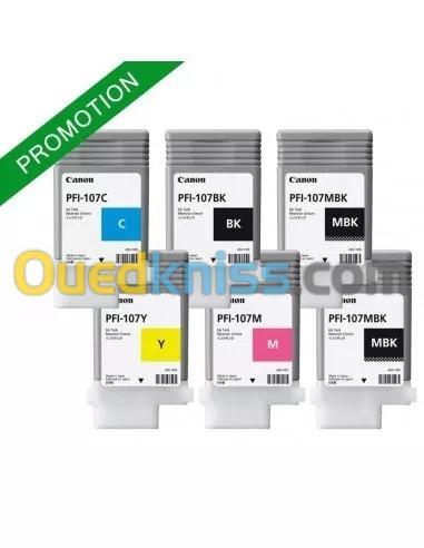 CARTOUCHES CANON ORIGINALES PFI-107 - 6 PACK 130ML - Traceur Canon IPF670 / 770 / 680 / 685 / 780