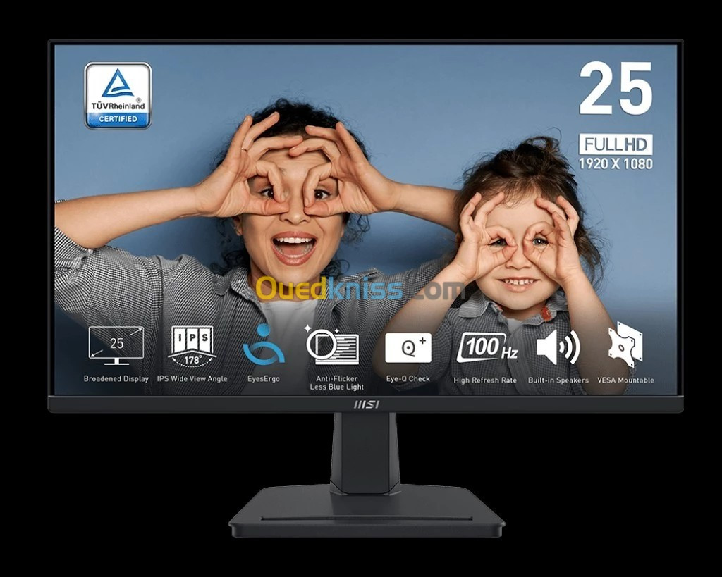 ÉCRAN MSI PRO MP251 - BUSINESS & PRODUCTIVITÉ MONITOR - 25 INCH FULL HD - 100HZ - IPS 178 - NOIR