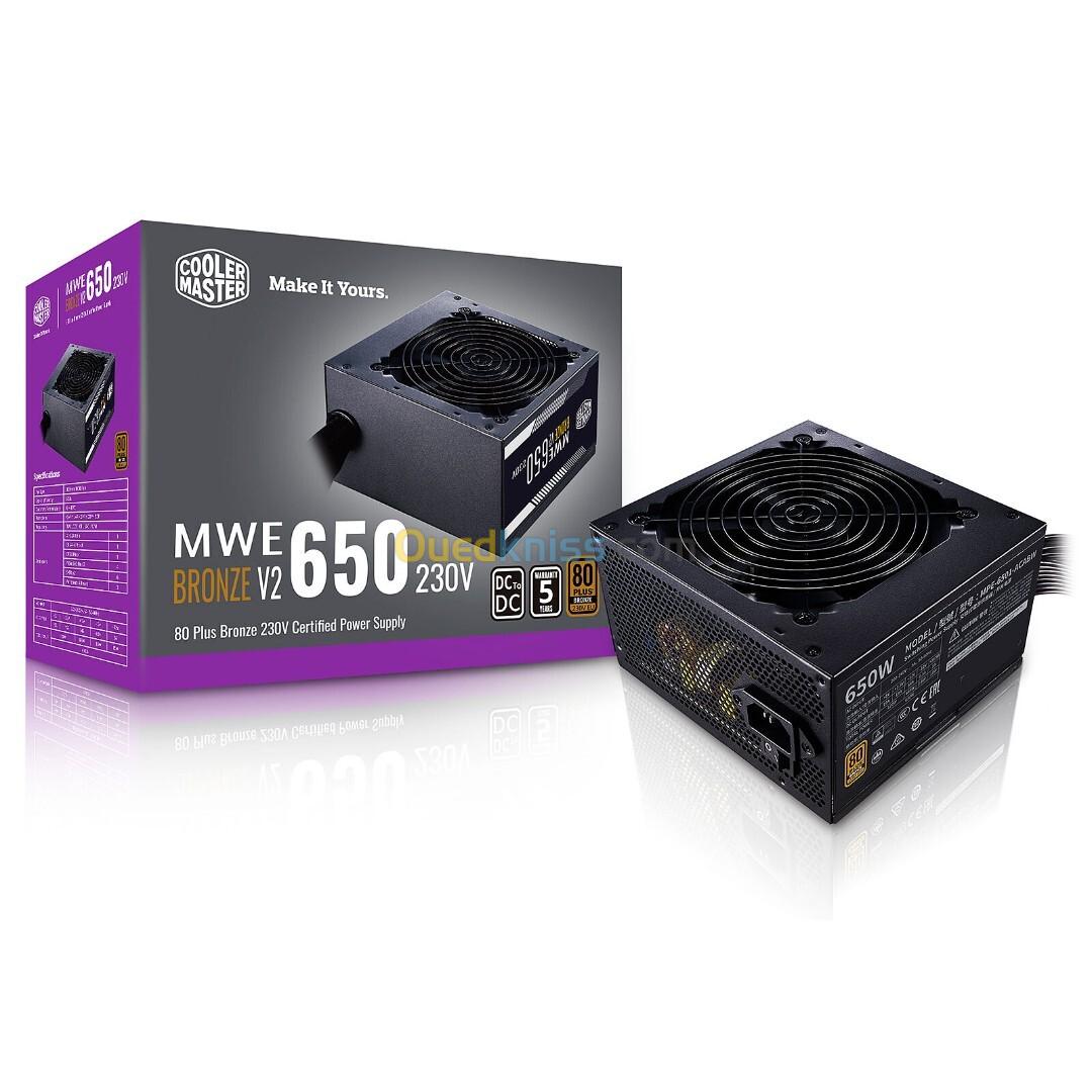 COOLER MASTER MWE 650 W - ALIMENTATION 80 PLUS BRONZE V2 - 230V - DC TO DC - 4 x PCI Express 6 -