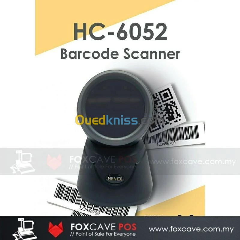 HENEX HC-6052 LECTURE CODE A BARRE - 1D 2D 3D QR - 480 PIXELS - LED BLEU ET ROUGE - NOIR