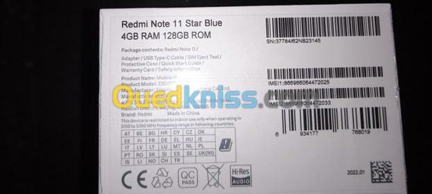 Xiaomi Xiaomi Redmi Note 11 - 128 Gb 4 Gb - 6,43" - 5000 MAh - Dual Sim - Global -