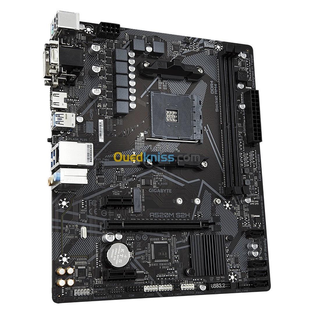 Gigabyte A520M S2H Carte Mère Micro ATX Socket AM4 AMD - 2 X DDR4 - SATA 6Gb/S + M.2 - USB 3.0