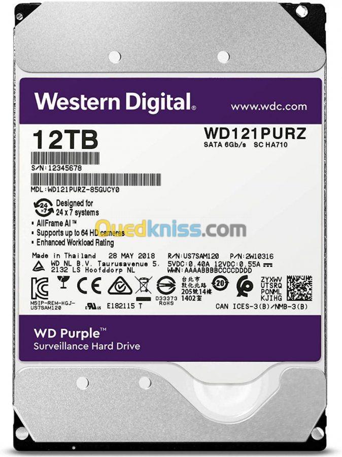 Disque WD Purple Surveillance 12TB 3.5