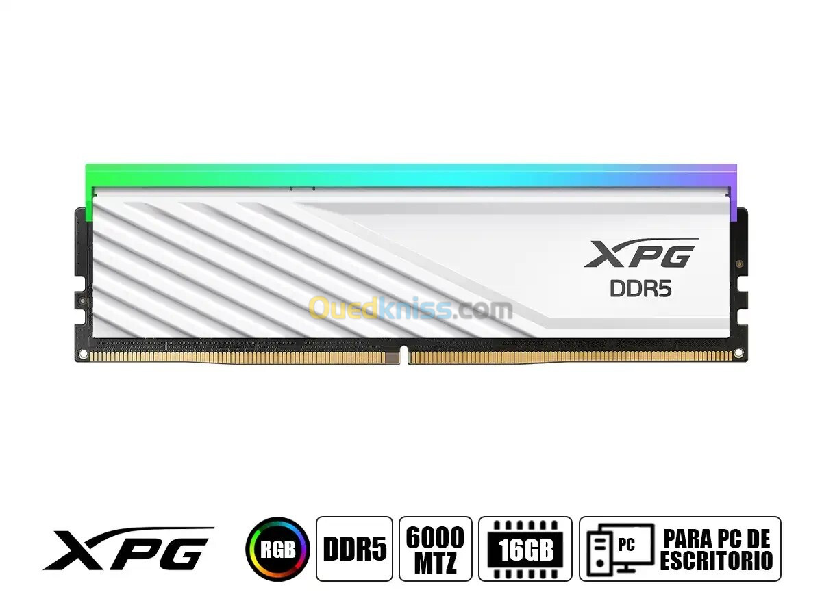 RAM ADATA XPG LANCER BLADE DESKTOP - RGB - 16GB DDR5 - 6000 MT/s - PC5-48000 - 1.1V - CL 48 - WHITE