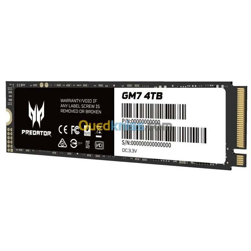 ACER PREDATOR GM7 - 4TO SSD M.2 - PCI EXPRESS 4.0 NVME - 7400 MO/S - 5,67W - PCB M.2 2280 -