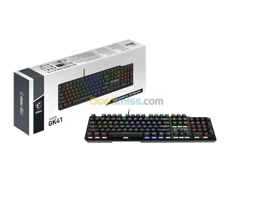 MSI VIGOR GK41 - FULL MECHANICAL KEYBOARD - FRANÇAIS AZERTY- KAILH RED - LED RGB - USB 2.0 - black