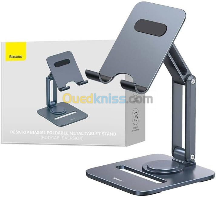 BASEUS DESKTOP BIAXIAL FOLDABLE METAL STAND - POUR TABLETTE - ALLIAGE ALUMINIUM - GRIS SIDÉRAL