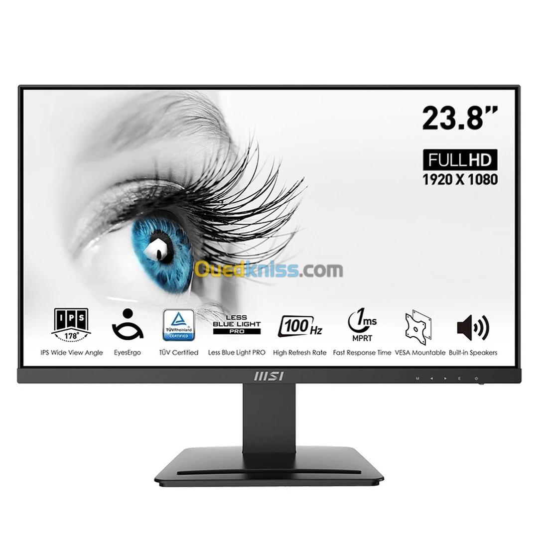 ÉCRAN MSI PRO MP243X - 23.8" FHD - 100 Hz - 1ms - Dalle IPS - Adaptive Sync - Haut-parleurs - Noir