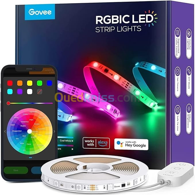 Govee RGBIC LED Strip Lights 5m Wi-Fi-Bluetooth- RVBIC-Alexa And Google  Assistant Compatible Lights - Alger Algérie