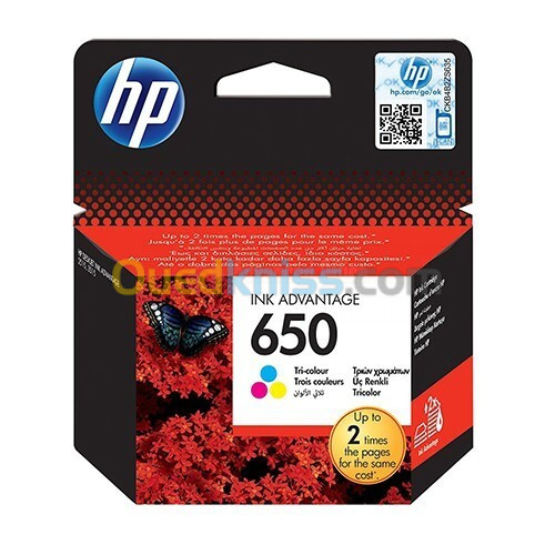 Cartouche HP 650 PACK - INK ADVANTAGE - NOIR+CYAN+YELLOW+MAGENTA - ORIGINAL 