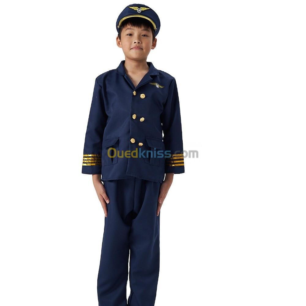 Costume Pilot pour Enfant 4-7 ans Chemise, Pantalon, Chapeaux