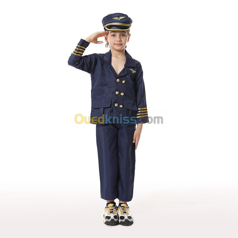 Costume Pilot pour Enfant 4-7 ans Chemise, Pantalon, Chapeaux