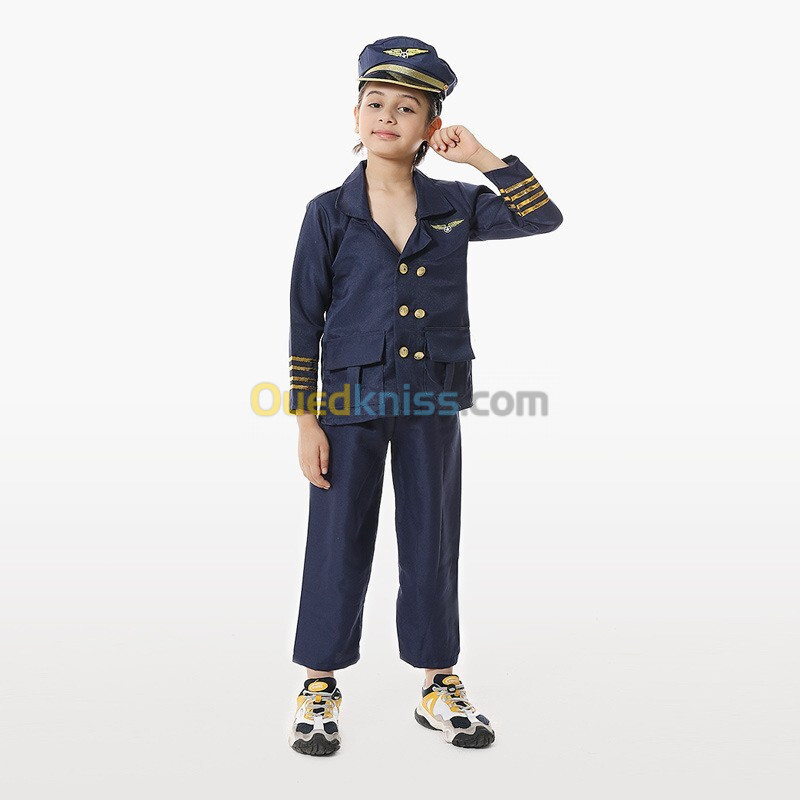 Costume Pilot pour Enfant 4-7 ans Chemise, Pantalon, Chapeaux