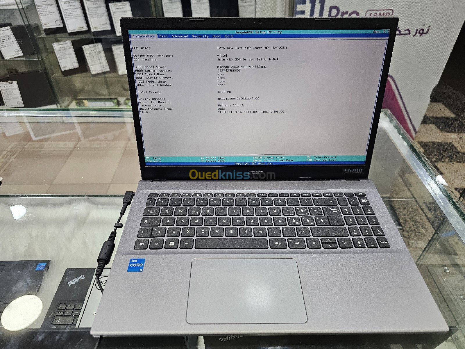 ACER Extensa 15 i5 12eme 8G/512SSD