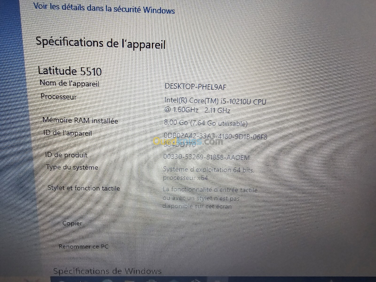 DELL LATITUDE 5510 i5 10eme