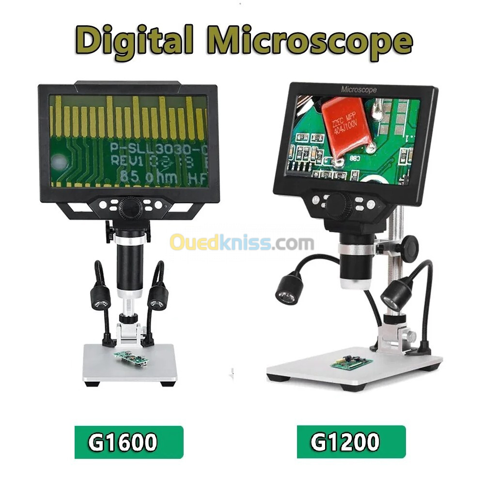 Arduino - Microscope numérique G1200A 7 pouces / G1600 9 pouces + 2 lumières LED (12 mégapixels)