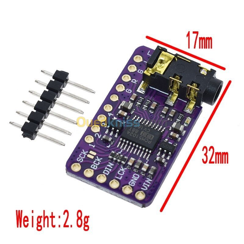 PCM5102A Module Arduino convertisseur numérique-analogique stéréo [24 bits]