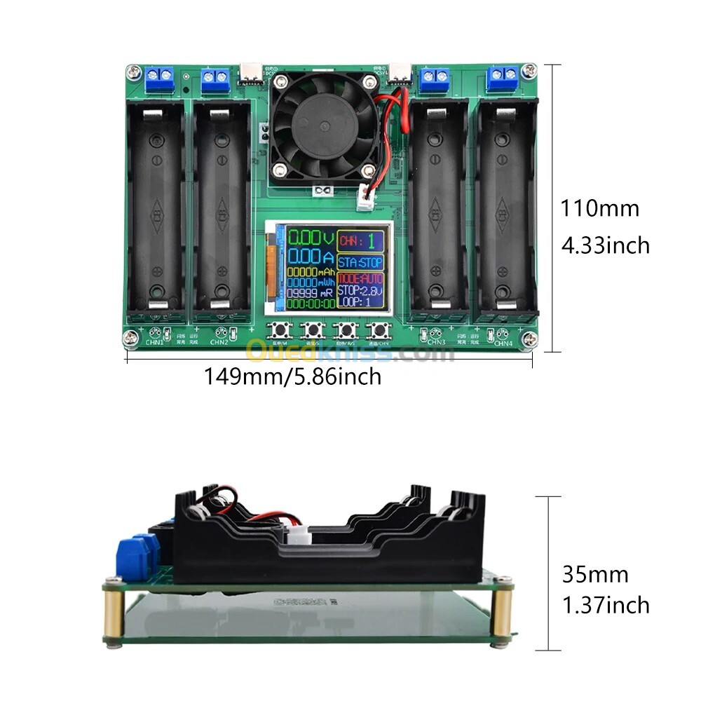 Arduino - testeur de capacité automatique 4-CH de pour batterie 18650 au lithium type-C