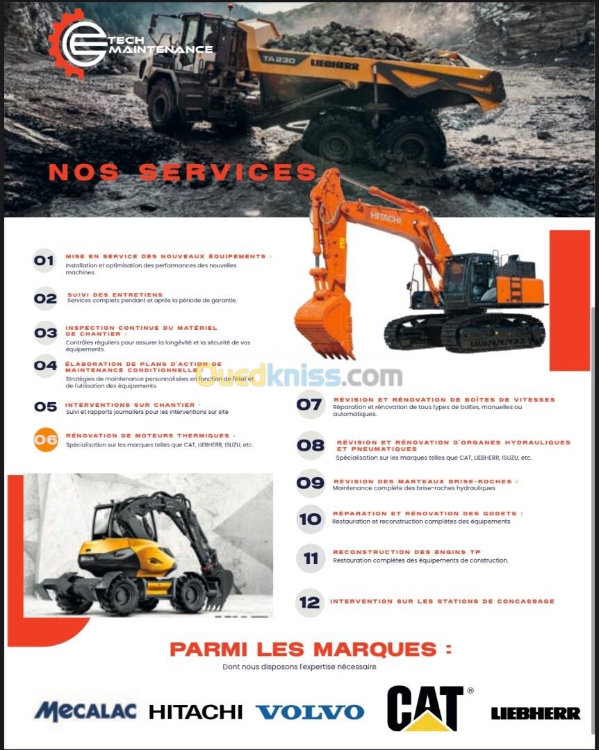 Maintenance engins travaux publics 