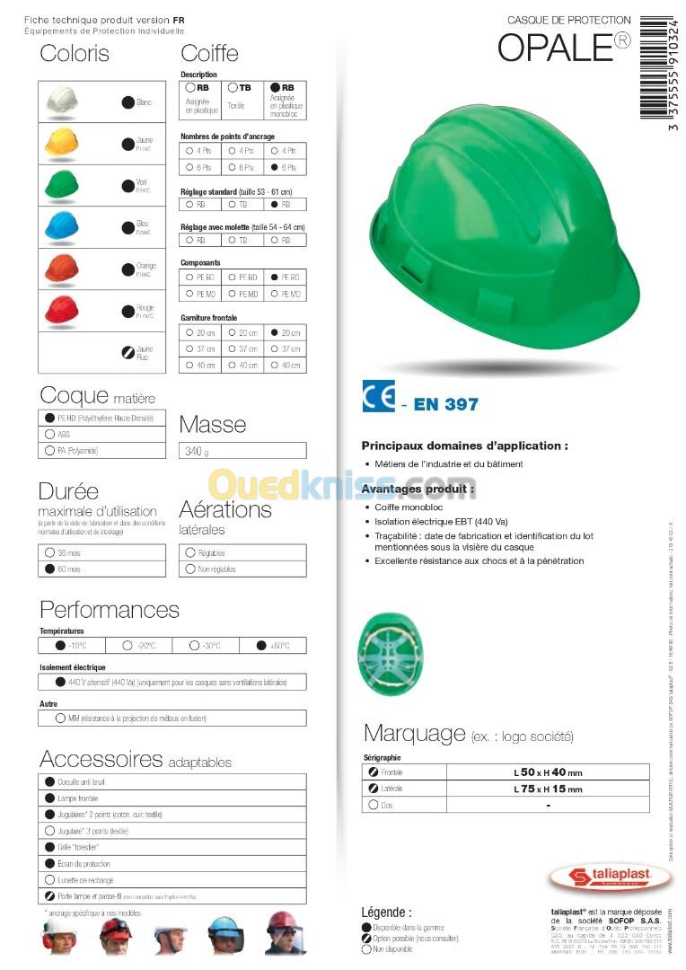 casque de chantier/lunette de sécurité fumée/demi masque P2,P3/