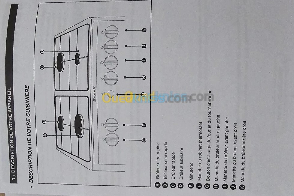 Cuisinière BRANDT 4 feux + Four, ToutGaz