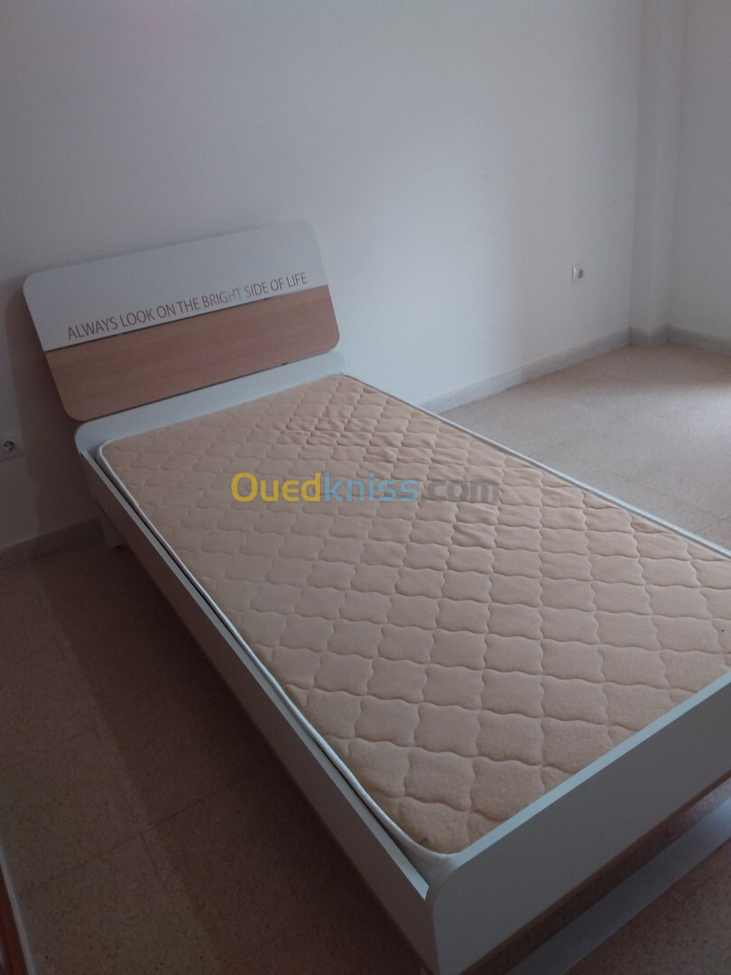 Grand Lit Adolescent avec Matelas, Une Place, 1mx2m, Importation, Premier Choix