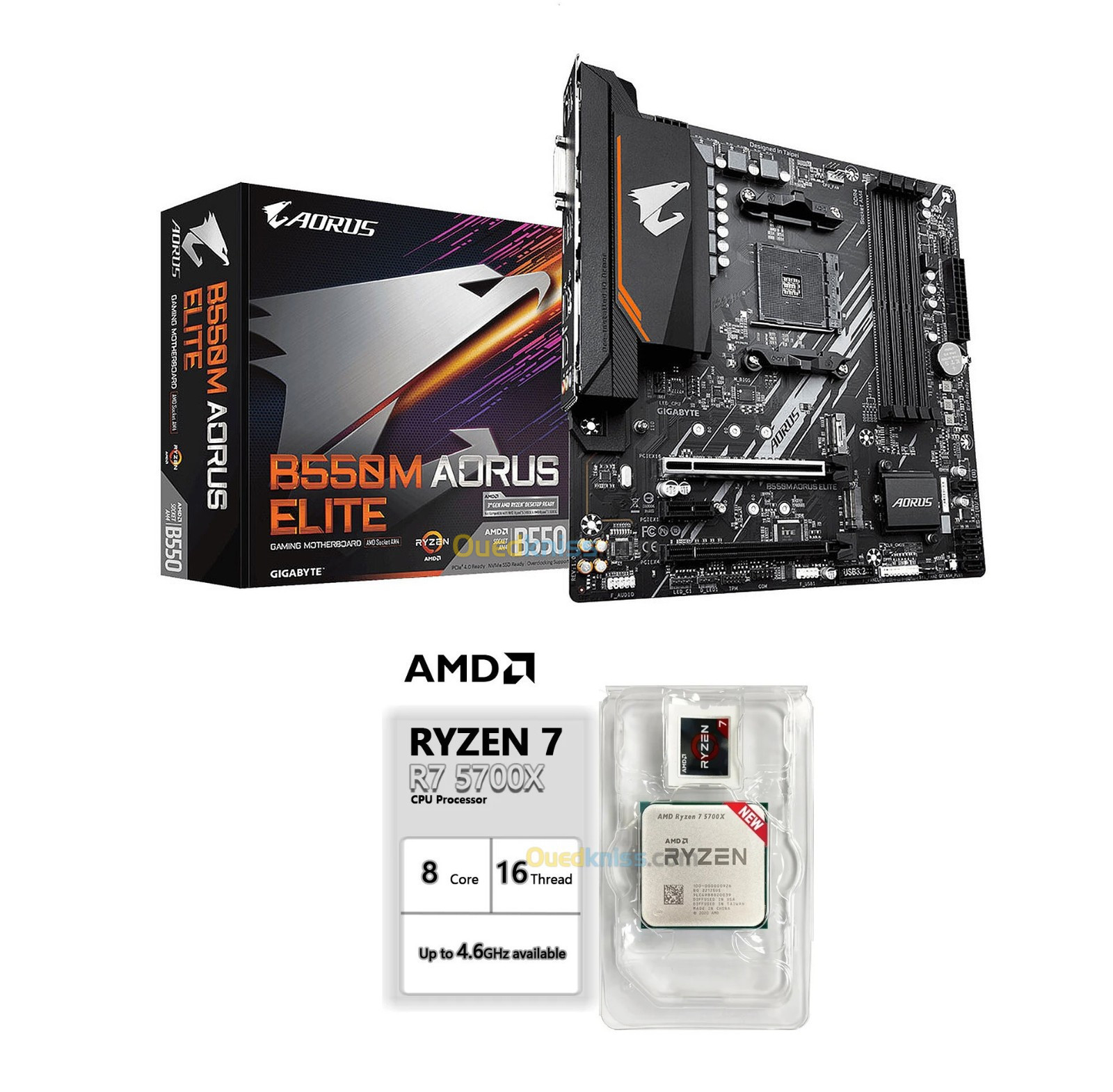 Kit  AMD RYZEN 7 5700X + B550M AORUS ELITE 