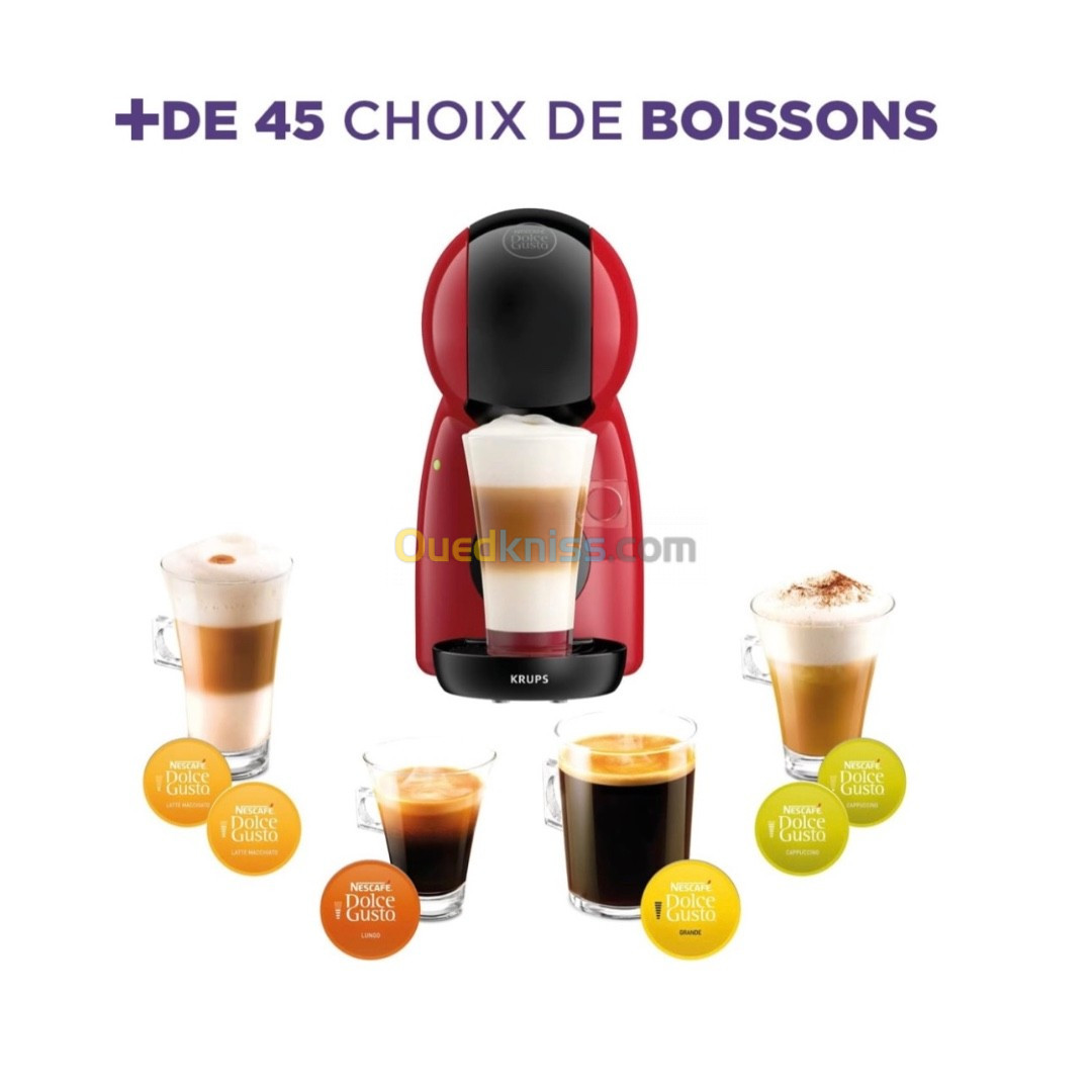 Machine À Café Krups 15 Bars Nescafé Dolce Gusto Piccolo XS Rouge,KP1A3510 ( 60 CAPSULES OFFERTES)