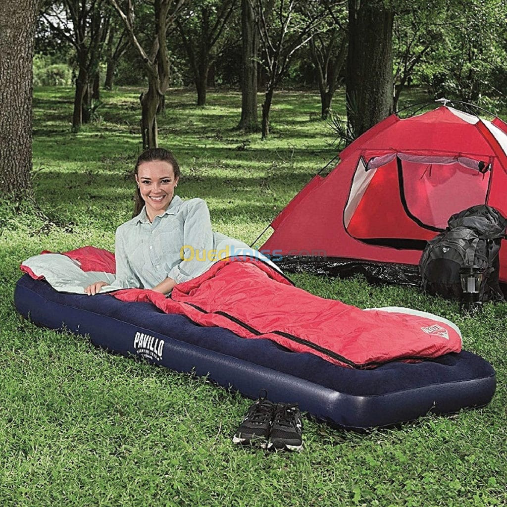 Matelas Gonflable Bestway pour camping et bivouac avec oreiller et pompe intégrée 1 place