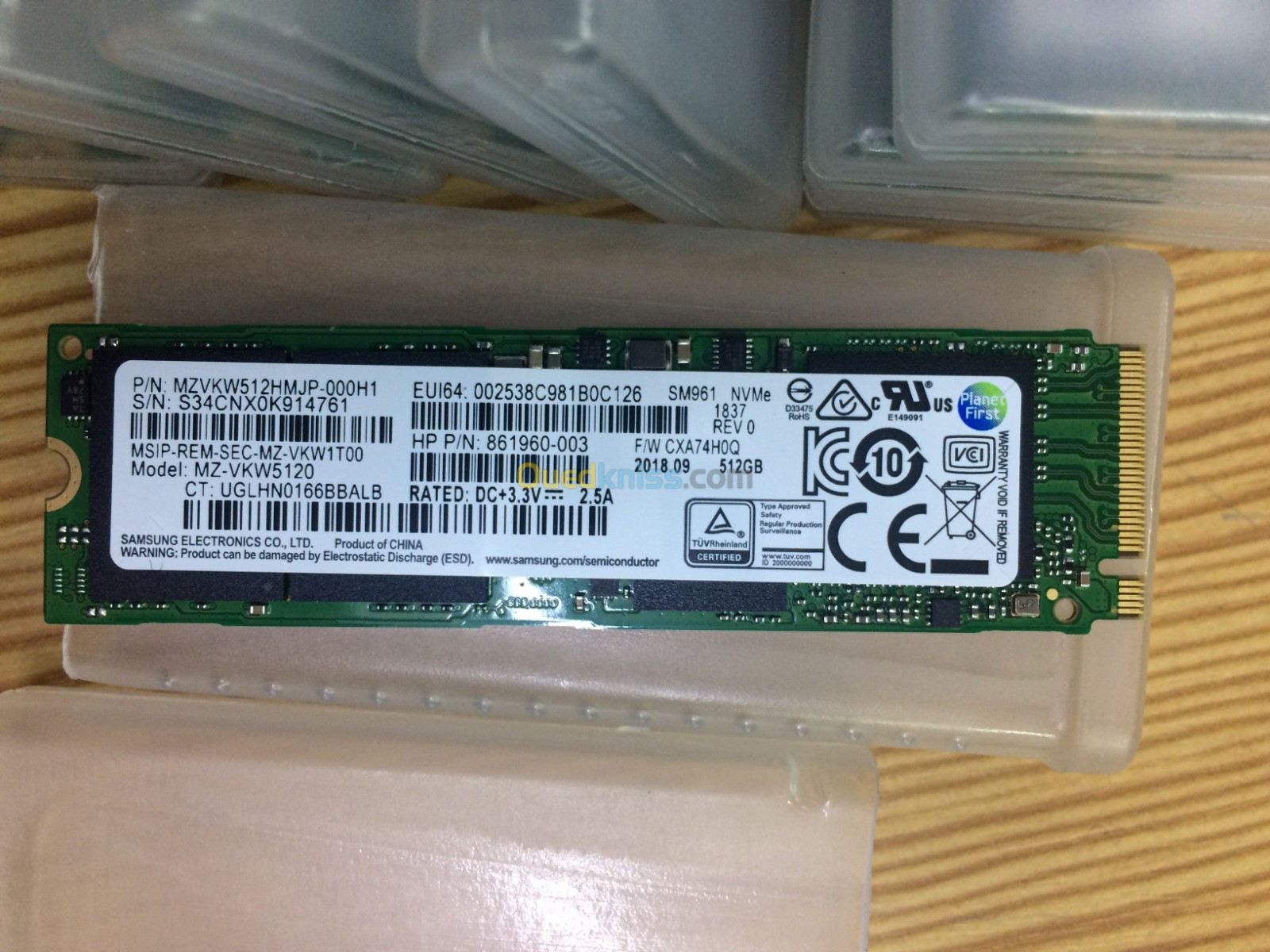 SSD NVME Samsung  SM961 512Go