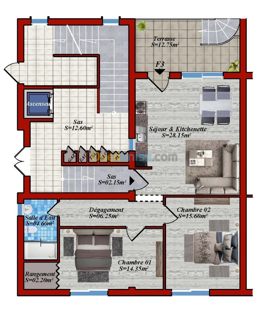 Vente Appartement F3 Béjaïa Bejaia