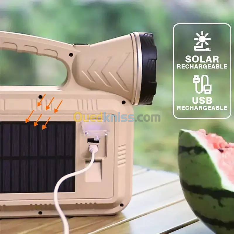 مصباح يدوي & ديكور solaire LED à flamme d'atmosphère multifonction charge USB et Power bank