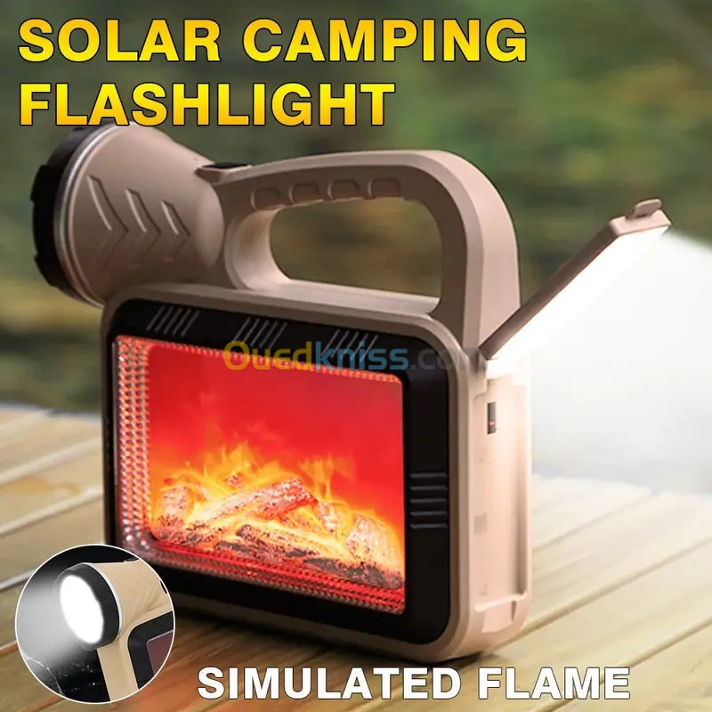 مصباح يدوي & ديكور solaire LED à flamme d'atmosphère multifonction charge USB et Power bank