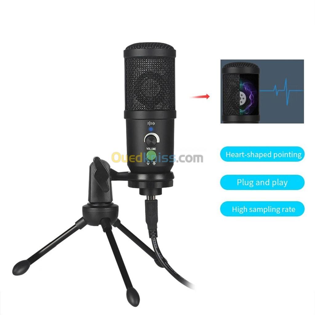 Microphone à condensateur USB professionnel avec Trépied BM66