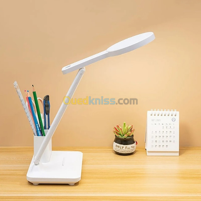 Lampe de bureau LED Protection des yeux pliable avec porte-stylo, Rechargeable en USB