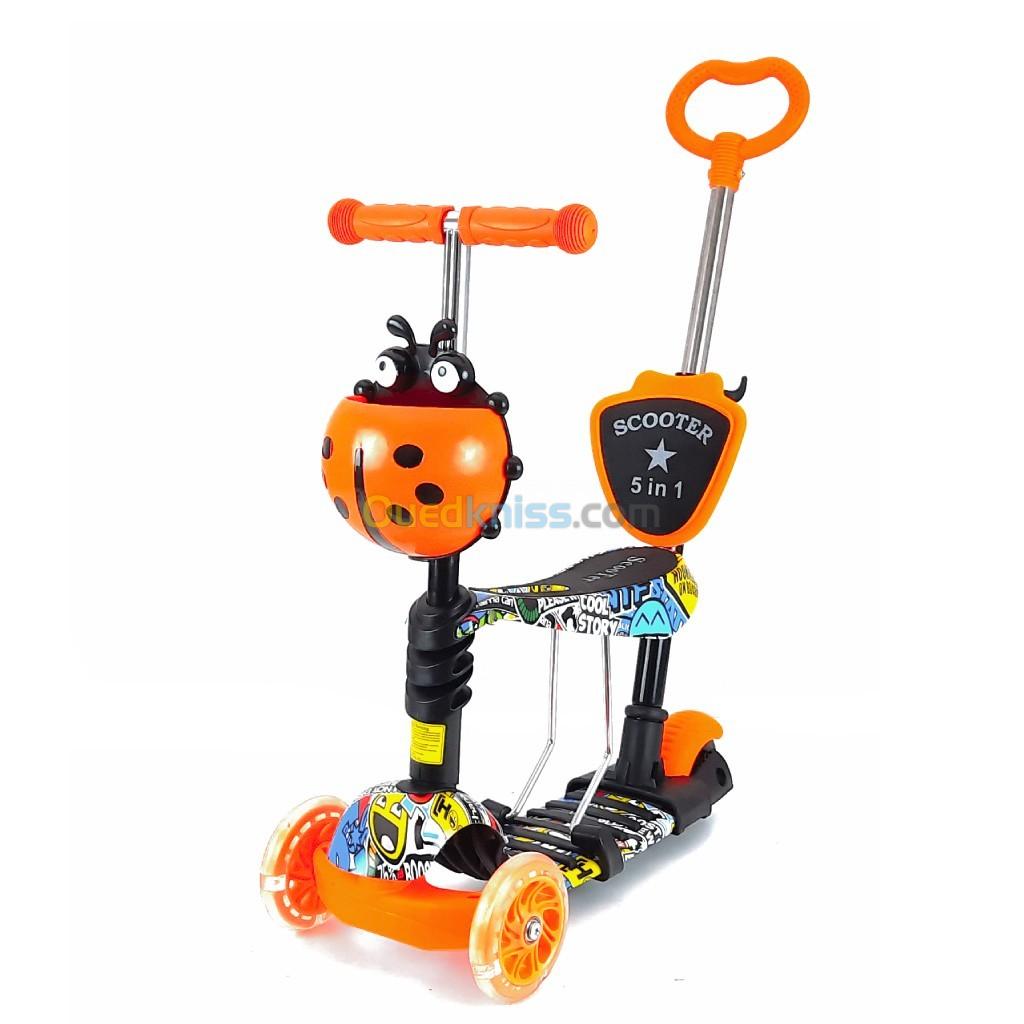 Scooter Trottinette Transformable 5en1 Avec Roues Lumineux Pour Enfants 25kg 