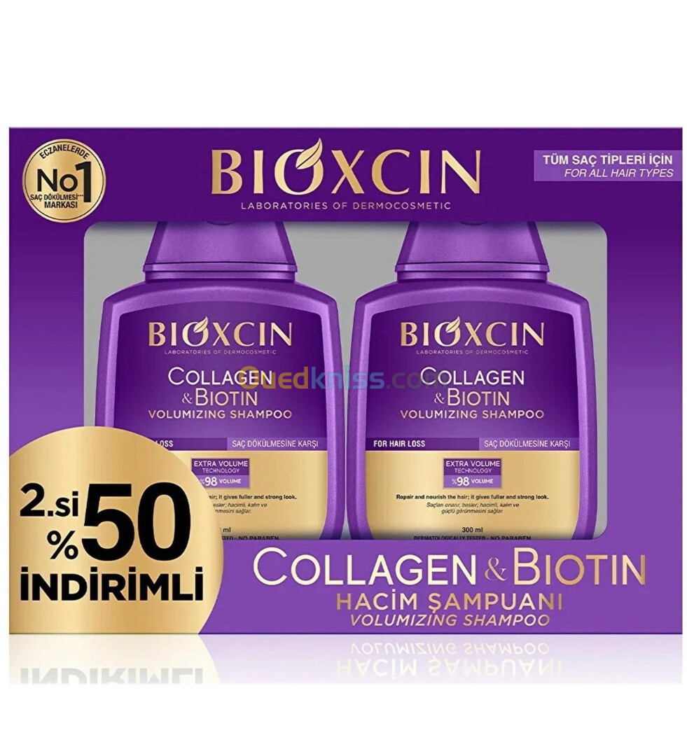 SHAMPOING COLLAGÈNE et BIOTINE BIOXCIN POUR CHUTE DE CHEVEUX