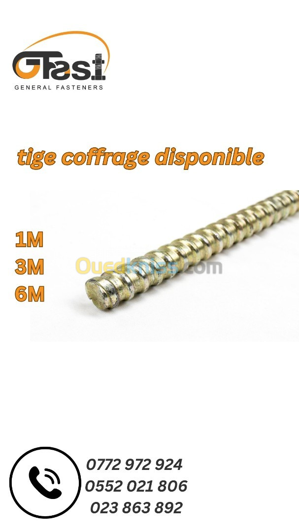 Tige Coffrage 1M 3M 6M Importation 