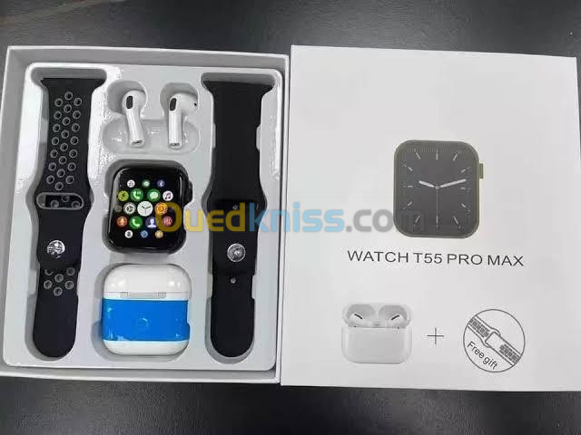 ساعةذكية مضادة للماء 3في 1 بتقنية البلوتوث مع خاصية حساب نبضات القلب Smart Watch T55PRO MAX