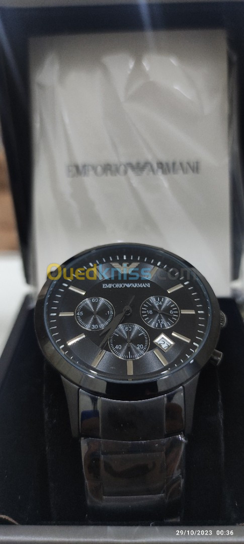 [Authentic] Emporio Armani Classic Chronograph Black Dial Steel Men Watch AR2453