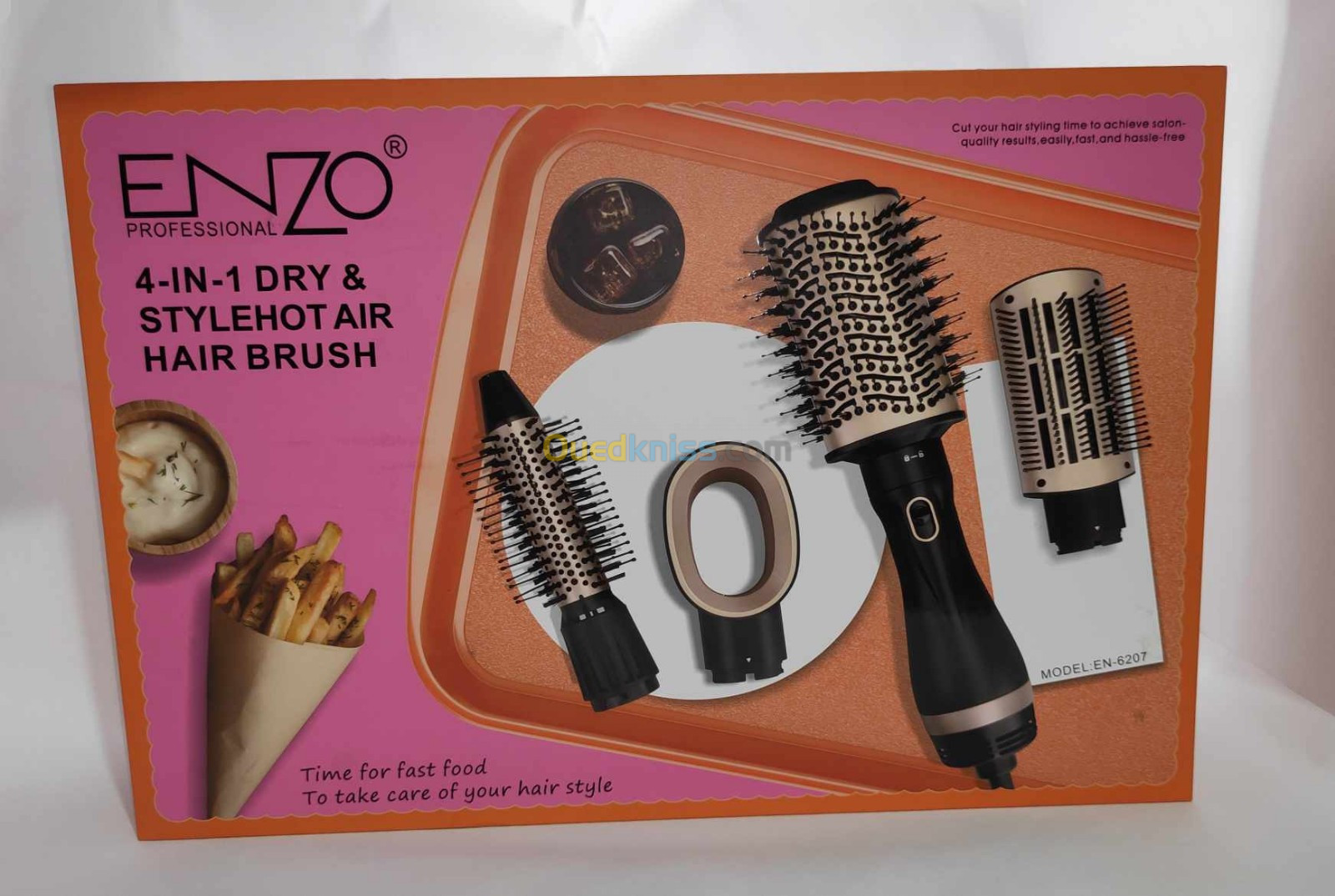 Brosse à cheveux - Enzo 4 en 1 - lisseur, boucleur, séchoire (sèche cheveux) , volume