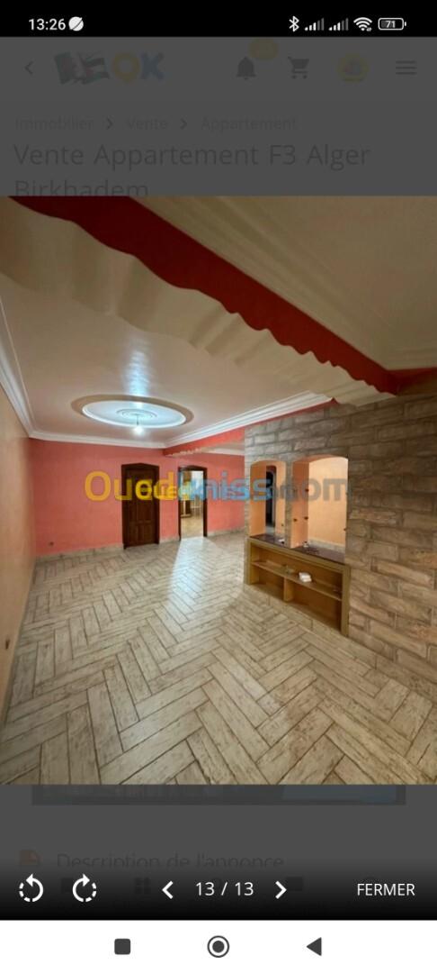 Vente Appartement F3 Alger Birkhadem