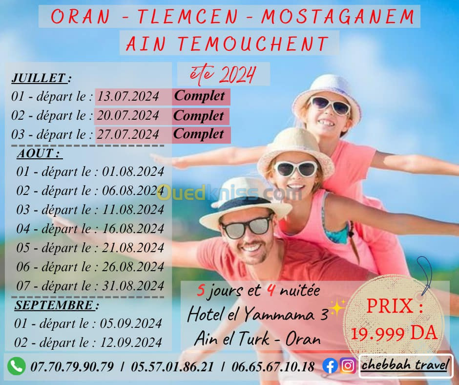 voyage organisé : Oran - Tlemcen - Mostaganem - Ain temouchent