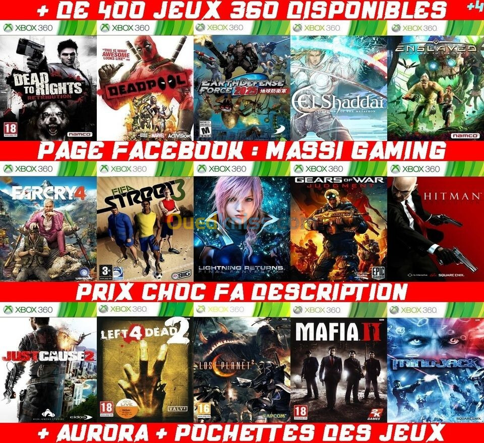 INSTALLATION JEUX XBOX 360 (PRIX CHOC FA DESCRIPTION) --