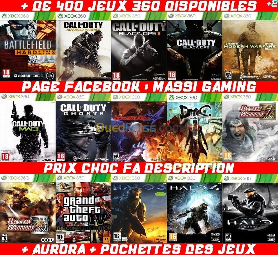 INSTALLATION JEUX XBOX 360 (PRIX CHOC FA DESCRIPTION) --