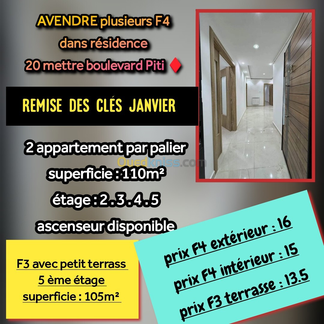 Vente Appartement F4 Oran Oran